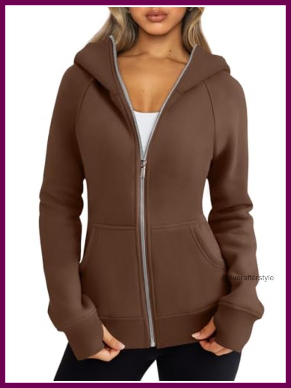 Women's Zip Up Fleece Hoodie Slim Fit Cotton Blend Sweatshirt Fall